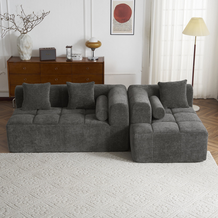 Buy farmhouse furniture Grey Full-Compressed Bubble European Farmhouse Modular Sectional Sofa Couch - Modern Cottage Farmhouse Furniture