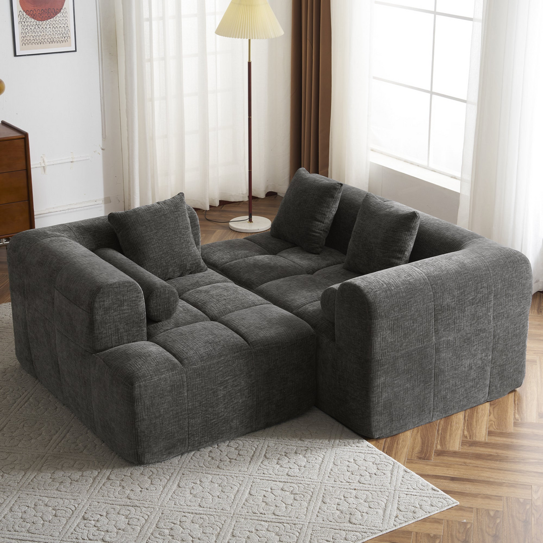 Buy farmhouse furniture Grey Full-Compressed Bubble European Farmhouse Modular Sectional Sofa Couch - Modern Cottage Farmhouse Furniture