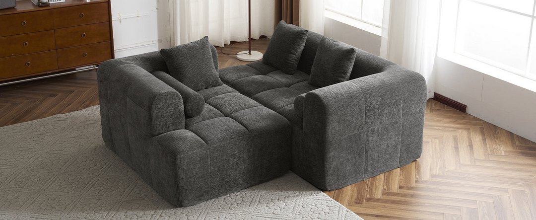 Buy farmhouse furniture Grey Full-Compressed Bubble European Farmhouse Modular Sectional Sofa Couch - Modern Cottage Farmhouse Furniture