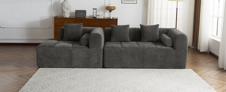 Buy farmhouse furniture Grey Full-Compressed Bubble European Farmhouse Modular Sectional Sofa Couch - Modern Cottage Farmhouse Furniture