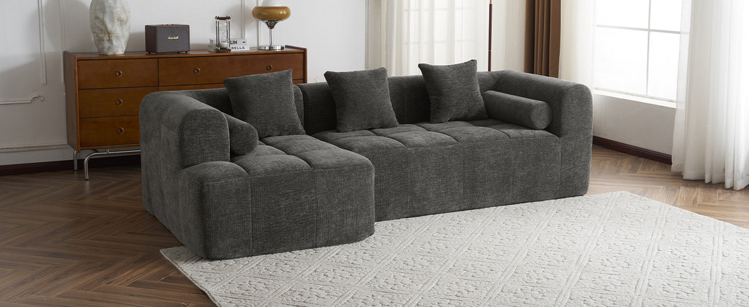 Buy farmhouse furniture Grey Full-Compressed Bubble European Farmhouse Modular Sectional Sofa Couch - Modern Cottage Farmhouse Furniture