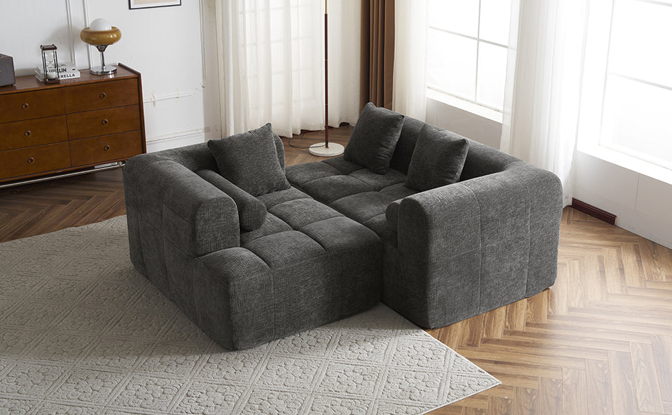 Buy farmhouse furniture Grey Full-Compressed Bubble European Farmhouse Modular Sectional Sofa Couch - Modern Cottage Farmhouse Furniture