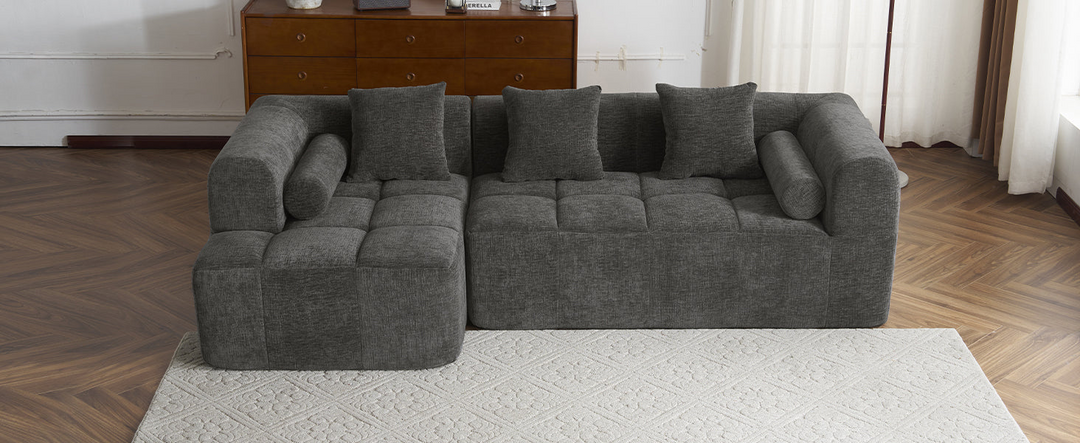 Buy farmhouse furniture Grey Full-Compressed Bubble European Farmhouse Modular Sectional Sofa Couch - Modern Cottage Farmhouse Furniture