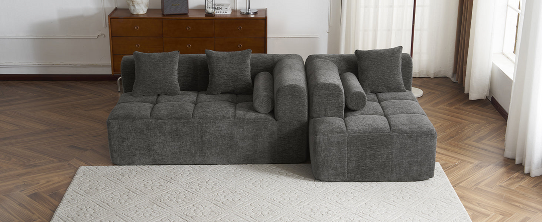 Buy farmhouse furniture Grey Full-Compressed Bubble European Farmhouse Modular Sectional Sofa Couch - Modern Cottage Farmhouse Furniture