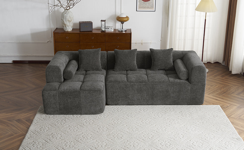 Buy farmhouse furniture Grey Full-Compressed Bubble European Farmhouse Modular Sectional Sofa Couch - Modern Cottage Farmhouse Furniture