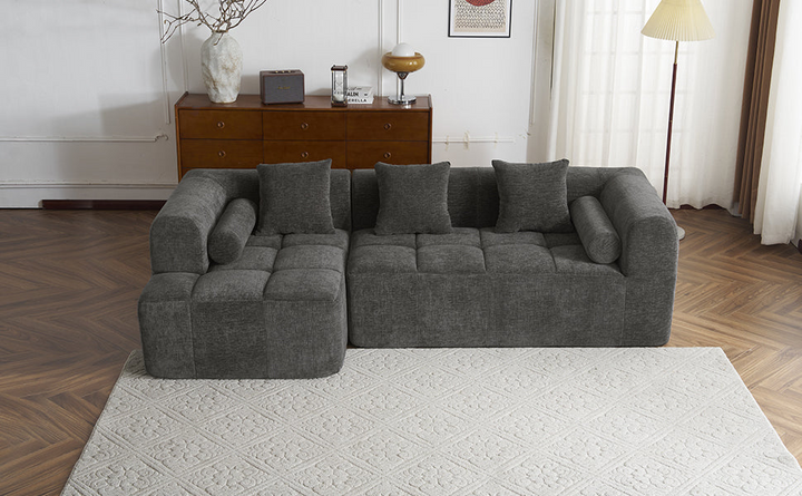 Buy farmhouse furniture Grey Full-Compressed Bubble European Farmhouse Modular Sectional Sofa Couch - Modern Cottage Farmhouse Furniture