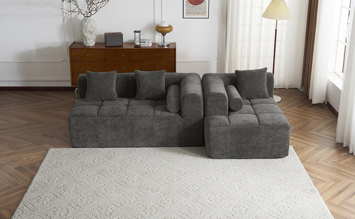 Buy farmhouse furniture Grey Full-Compressed Bubble European Farmhouse Modular Sectional Sofa Couch - Modern Cottage Farmhouse Furniture