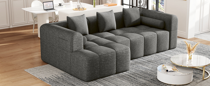 Buy farmhouse furniture Grey Full-Compressed Bubble European Farmhouse Modular Sectional Sofa Couch - Modern Cottage Farmhouse Furniture