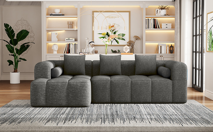 Buy farmhouse furniture Grey Full-Compressed Bubble European Farmhouse Modular Sectional Sofa Couch - Modern Cottage Farmhouse Furniture