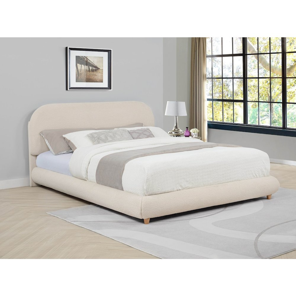 Buy farmhouse furniture Cteris Queen Mediterranean Farmhouse Fleece Bed, Cream - Modern Cottage Farmhouse Furniture