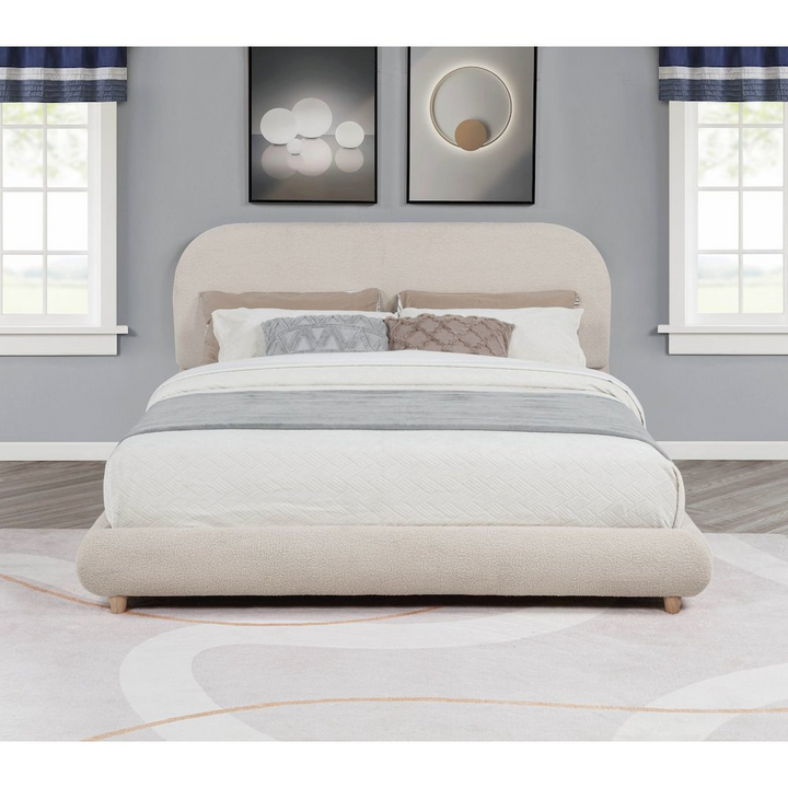 Buy farmhouse furniture Cteris Queen Mediterranean Farmhouse Fleece Bed, Cream - Modern Cottage Farmhouse Furniture