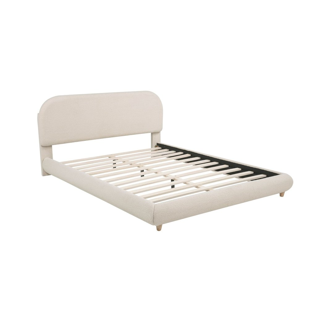 Buy farmhouse furniture Cteris Queen Mediterranean Farmhouse Fleece Bed, Cream - Modern Cottage Farmhouse Furniture