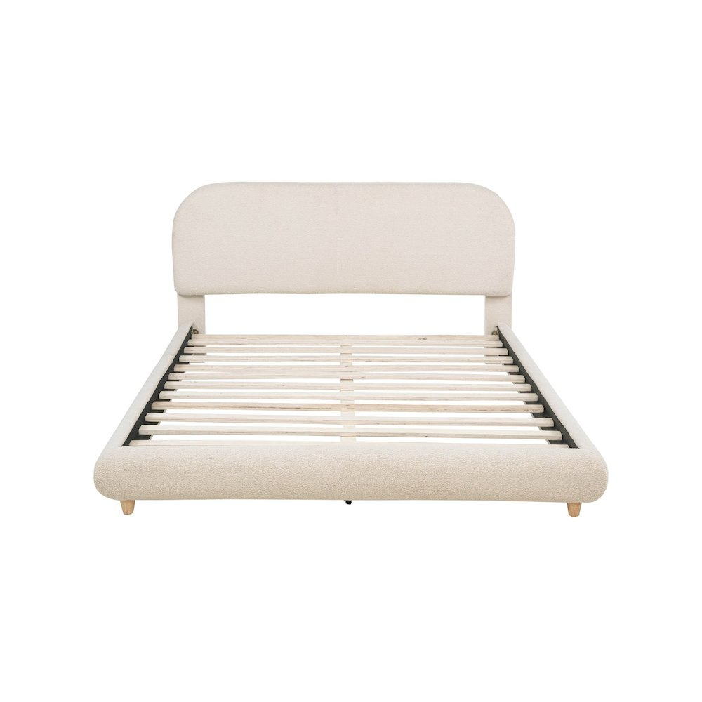 Buy farmhouse furniture Cteris Queen Mediterranean Farmhouse Fleece Bed, Cream - Modern Cottage Farmhouse Furniture