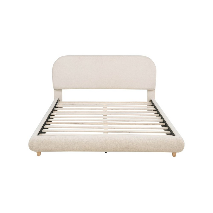 Buy farmhouse furniture Cteris Queen Mediterranean Farmhouse Fleece Bed, Cream - Modern Cottage Farmhouse Furniture