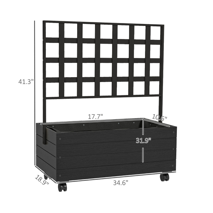 Buy farmhouse furniture Raised Garden Bed with Trellis &amp; Wheels | Elevated Wooden Outdoor Planter | 34.6" x 41.3" - Modern Cottage Farmhouse Furniture