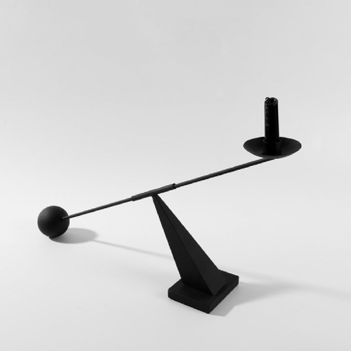 Buy farmhouse furniture Large Black Metal Modern Mediterranean Minimalist Candlestick Holder - Modern Cottage Farmhouse Furniture