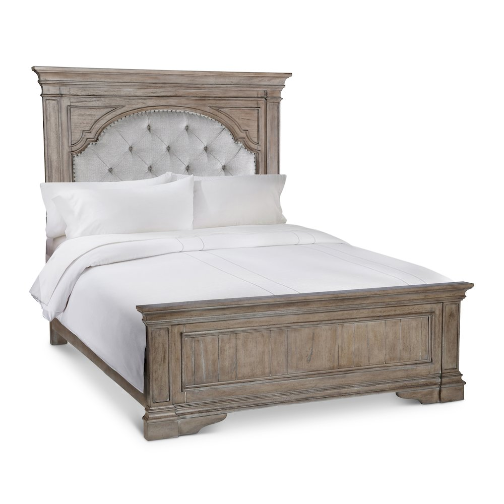 Buy farmhouse furniture Highland Park Mediterranean Farmhouse Queen Bed - Driftwood - Modern Cottage Farmhouse Furniture