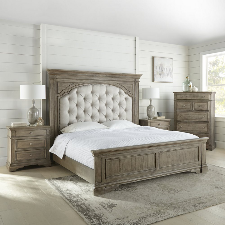 Buy farmhouse furniture Modern Mediterranean Farmhouse Style King Size Bed - Modern Cottage Farmhouse Furniture