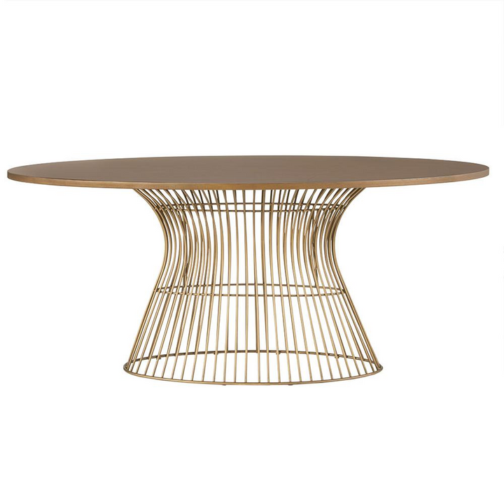 Buy farmhouse furniture Mid-Century Modern Oval Dining Table - Seats 6, Golden Bronze Top with Antique Bronze Wire Frame - Modern Cottage Farmhouse Furniture