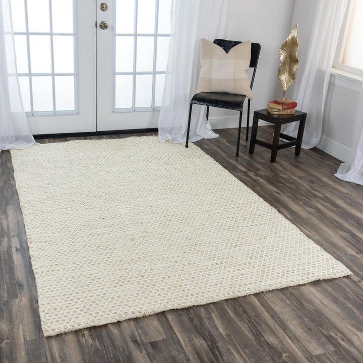 Buy farmhouse furniture Extra Large Modern Farmhouse Hand Woven Loop Pile Wool Rug, 8&
