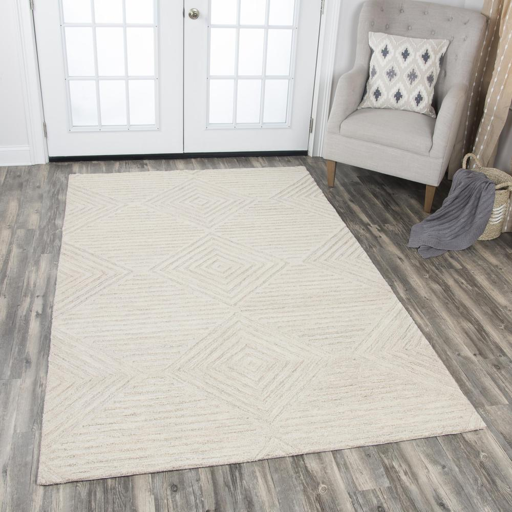 Buy farmhouse furniture Hand Tufted Cut &amp; Loop Pile Wool Rug, 8&