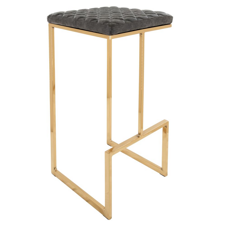 Buy farmhouse furniture The Portofino Black Tuscan Leather &amp; Gold Bar Stools – Set of 2 - Modern Cottage Farmhouse Furniture