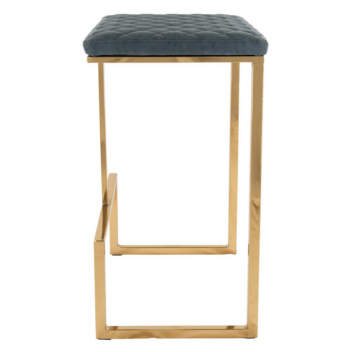 Buy farmhouse furniture The Portofino Gray Tuscan Leather &amp; Gold Bar Stools – Set of 2 - Modern Cottage Farmhouse Furniture