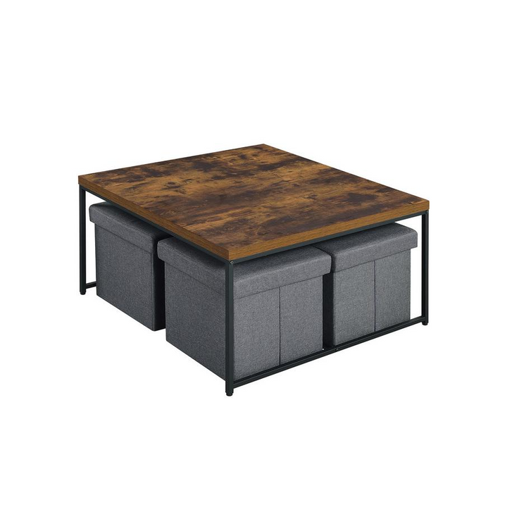 Buy farmhouse furniture Caitlin Weathered Oak Wood Grain 5 Piece Coffee Table Set - Modern Cottage Farmhouse Furniture