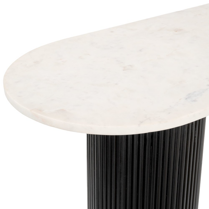 Buy farmhouse furniture Izola Foyer Farmhouse Console Table White &amp; Black - Modern Cottage Farmhouse Furniture