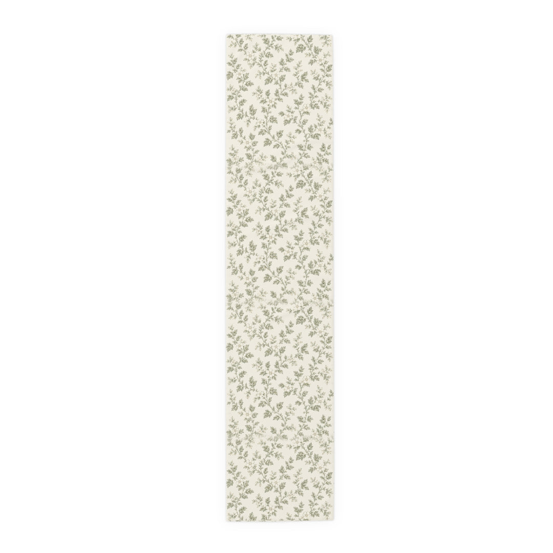 Buy farmhouse furniture Sage &amp; Cream Cotton-Poly Table Runner — Sage Green Floral Dining - Modern Cottage Farmhouse Furniture