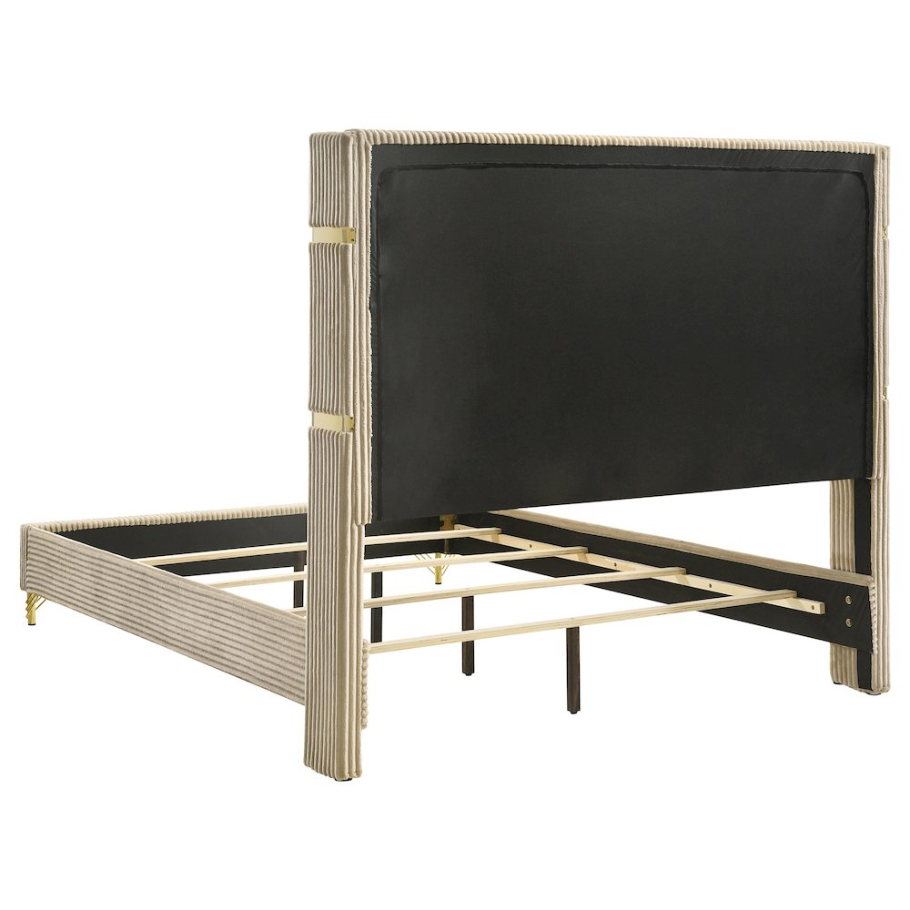Buy farmhouse furniture Lucia 61-inch Upholstered Eastern King Wingback Bed Beige - Modern Cottage Farmhouse Furniture