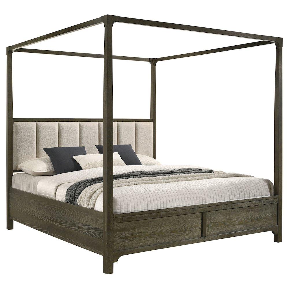 Buy farmhouse furniture Aupa Dark Brown Queen Canopy Mediterranean Farmhouse Bed - Modern Cottage Farmhouse Furniture