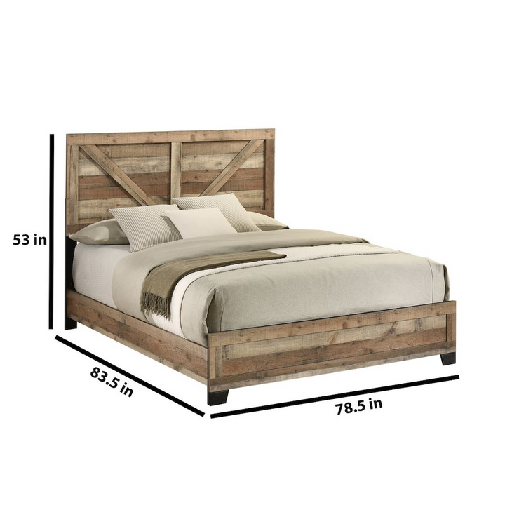 Buy farmhouse furniture Eastern Brown Mediterranean Farmhouse Weathered Pine King Panel Bed Frame - Modern Cottage Farmhouse Furniture