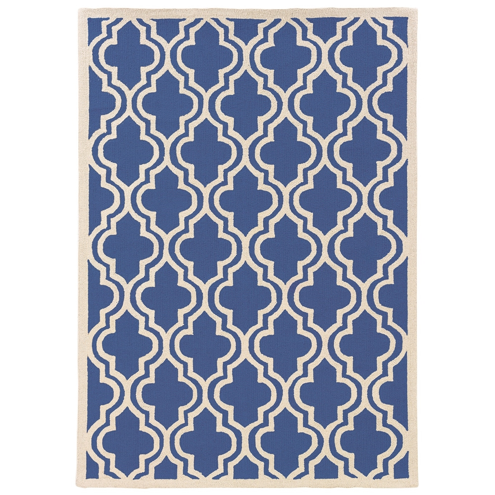 Buy farmhouse furniture Santorini Quatrefoil Coastal Mediterranean Large Navy &amp; Ivory 8x10 Area Rug - Modern Cottage Farmhouse Furniture