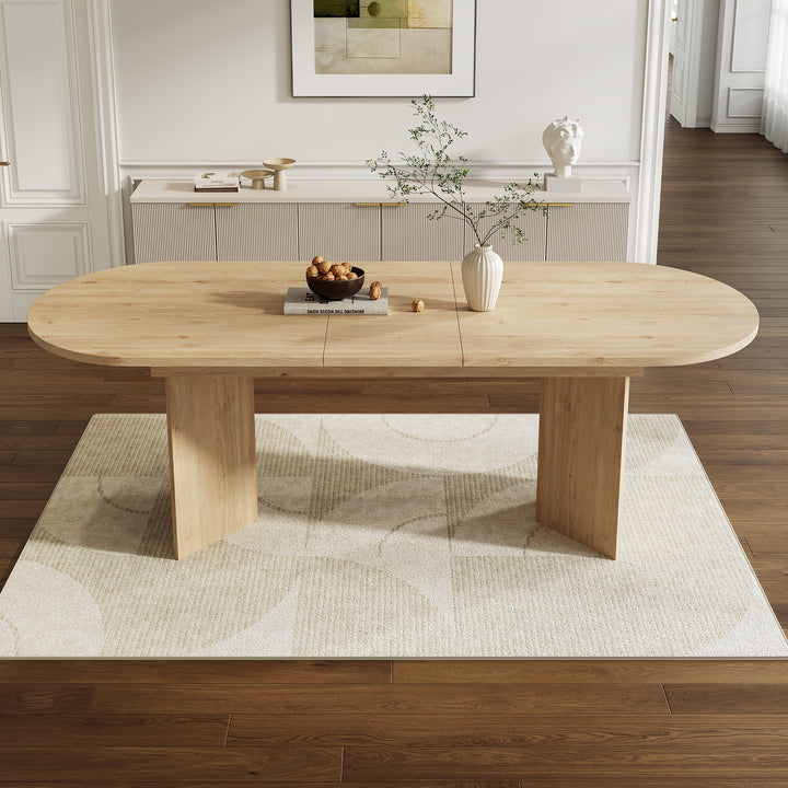 Buy farmhouse furniture Luri | Mediterranean Farmhouse Oak Thickened Dining Table - Modern Cottage Farmhouse Furniture