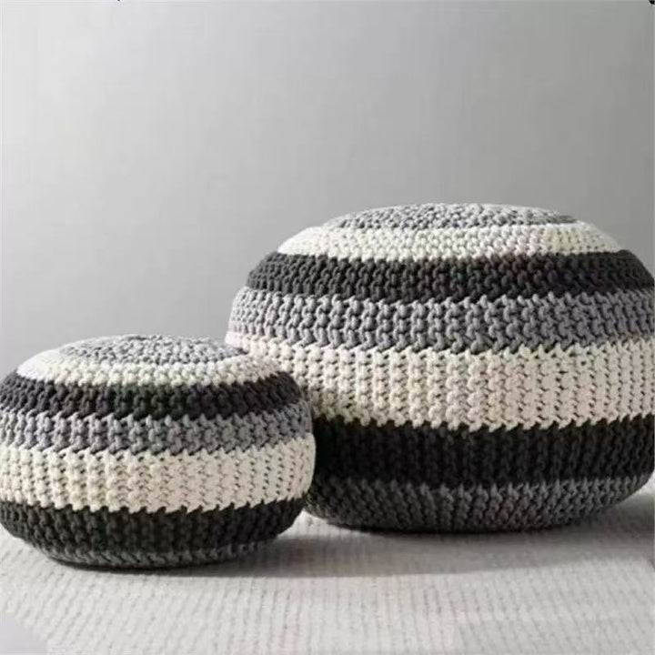 Buy farmhouse furniture Handwoven Artisan Modern Round Mediterranean Round Ottoman - Modern Cottage Farmhouse Furniture