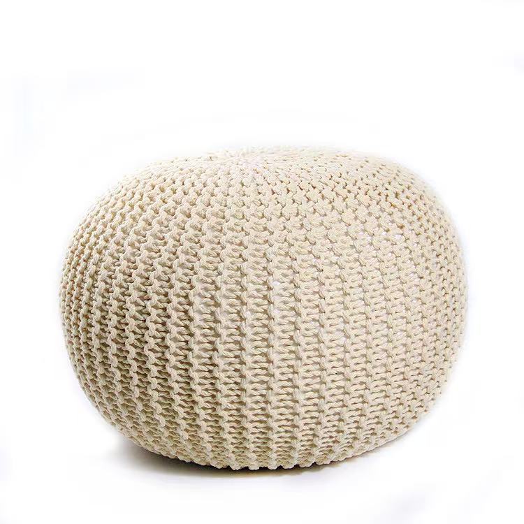 Buy farmhouse furniture Handwoven Artisan Modern Round Mediterranean Round Ottoman - Modern Cottage Farmhouse Furniture