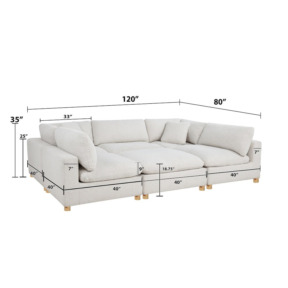 Buy farmhouse furniture The Luna • Mare 6-Piece Boucle Modular Modern Cottage Farmhouse Sofa Sectional Couch - Modern Cottage Farmhouse Furniture