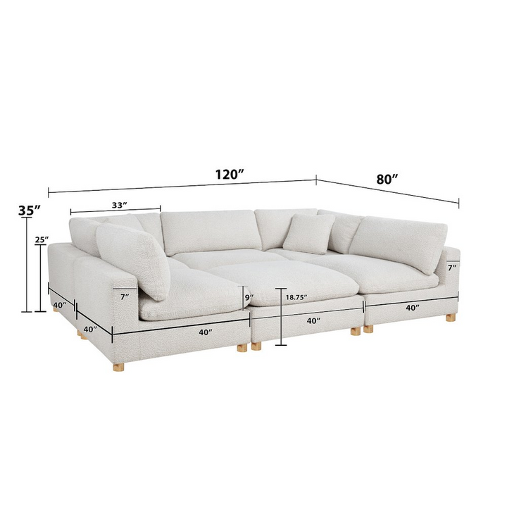 Buy farmhouse furniture The Luna • Mare 6-Piece Boucle Modular Modern Cottage Farmhouse Sofa Sectional Couch - Modern Cottage Farmhouse Furniture