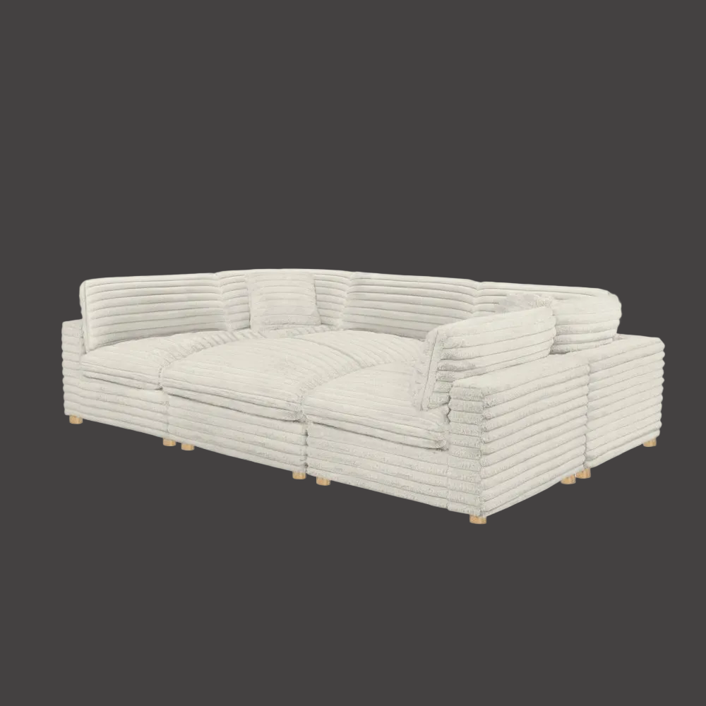Buy farmhouse furniture Mediterranean Farmhouse Modular Sectional Sofa | 6-Piece Beige Corduroy - Modern Cottage Farmhouse Furniture