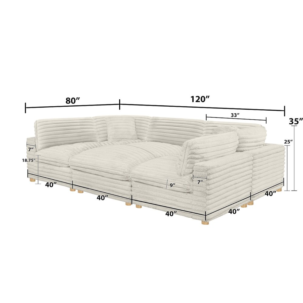 Buy farmhouse furniture Mediterranean Farmhouse Modular Sectional Sofa | 6-Piece Beige Corduroy - Modern Cottage Farmhouse Furniture