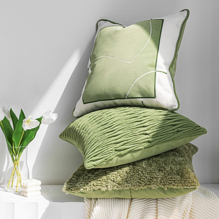 Buy farmhouse furniture Chloeros | Green Textured Mediterranean Sofa Throw Pillows - Modern Cottage Farmhouse Furniture