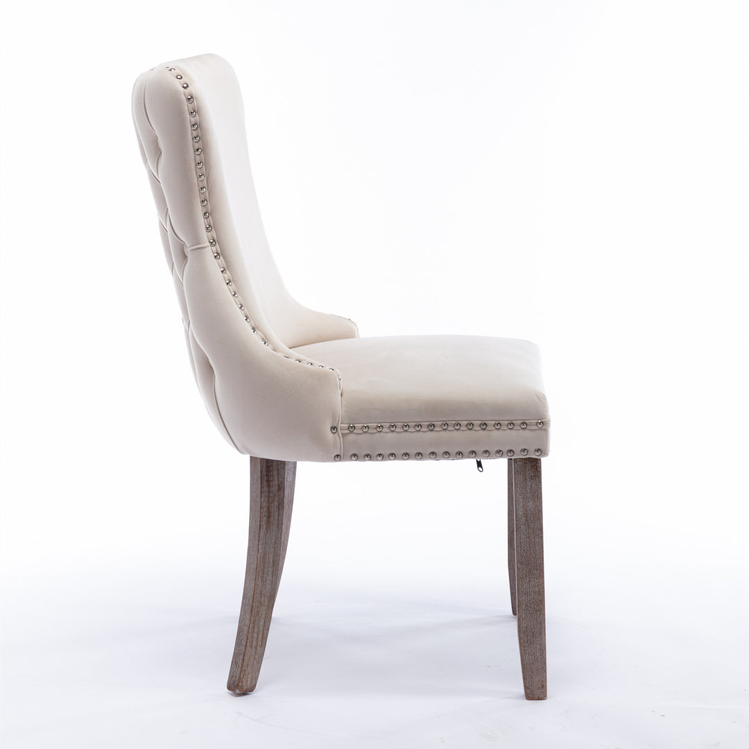 Buy farmhouse furniture Modern Mediterranean Luxury Upholstered Wing-Back Dining Chairs (Set of 2) - Modern Cottage Farmhouse Furniture