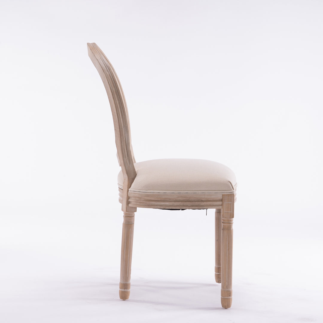 Buy farmhouse furniture Mediterranean French Wood Antique Linen &amp; Rattan Dining Chair (Set Of 2) - Modern Cottage Farmhouse Furniture