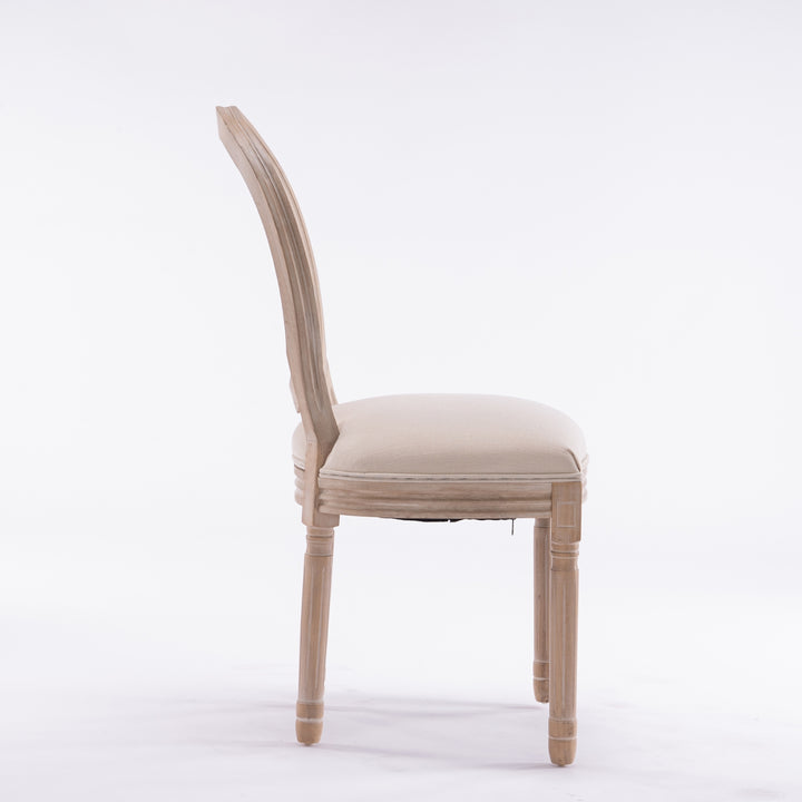 Buy farmhouse furniture Mediterranean French Wood Antique Linen &amp; Rattan Dining Chair (Set Of 2) - Modern Cottage Farmhouse Furniture