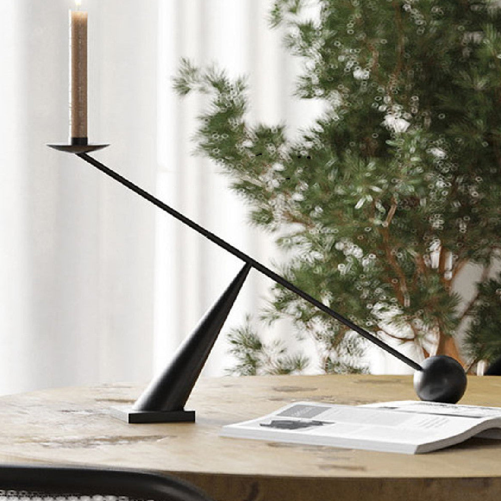 Buy farmhouse furniture Large Black Metal Modern Mediterranean Minimalist Candlestick Holder - Modern Cottage Farmhouse Furniture