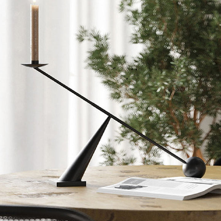 Buy farmhouse furniture Large Black Metal Modern Mediterranean Minimalist Candlestick Holder - Modern Cottage Farmhouse Furniture