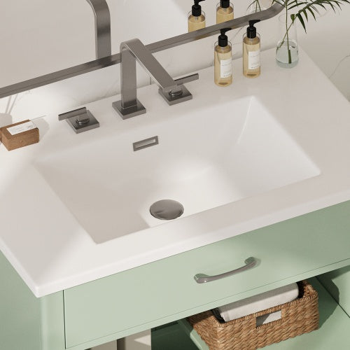 Buy farmhouse furniture Sage Modern Cottage Bathroom Vanity With Tempered Glass - Modern Cottage Farmhouse Furniture