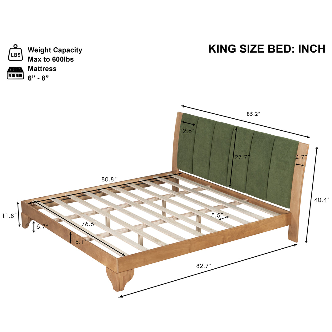 Buy farmhouse furniture Sage &amp; Cream King Premium Pine Wood Farmhouse Queen Bed Frame - Modern Cottage Farmhouse Furniture