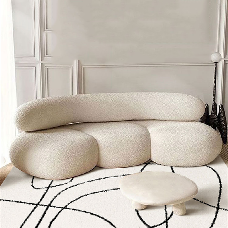 Buy farmhouse furniture La Vista Curved Mediterranean Coast Lamb Sofa - Modern Cottage Farmhouse Furniture